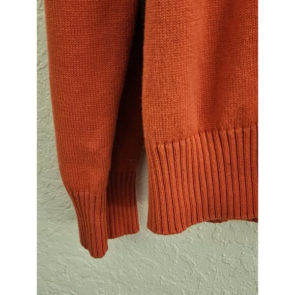 SWEATER-ORVIS-Pumpkin Orange-Long Sleeve-V-Neck-Cotton-Size MED - Picture 4 of 16